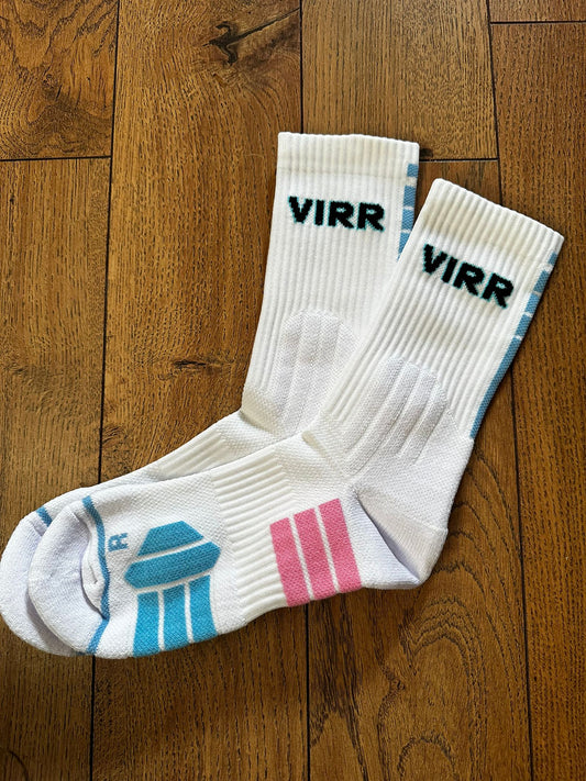 VIRR Performance Sports Socks White/Turquoise