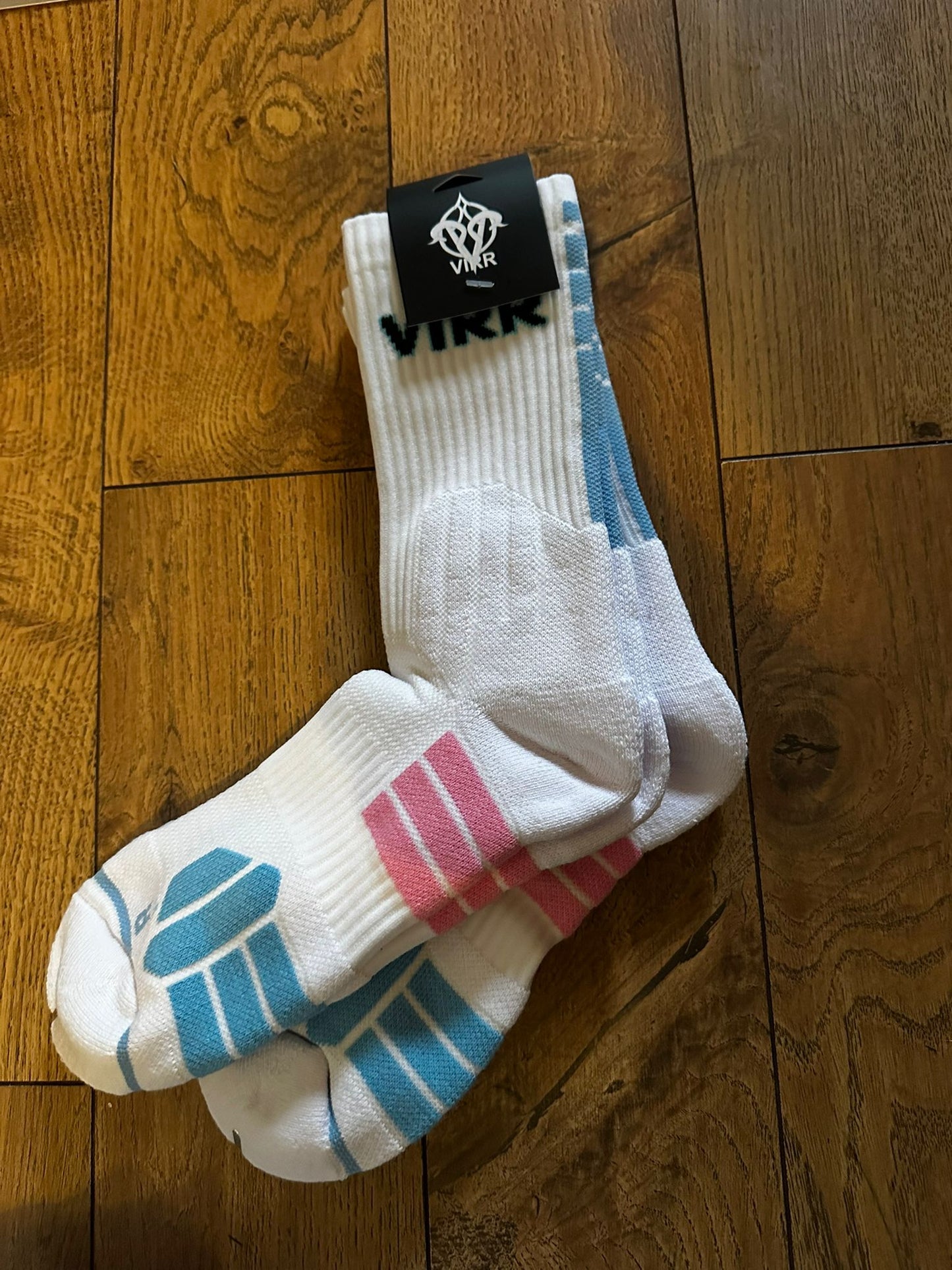 VIRR Performance Sports Socks Double Pack White/Turquoise